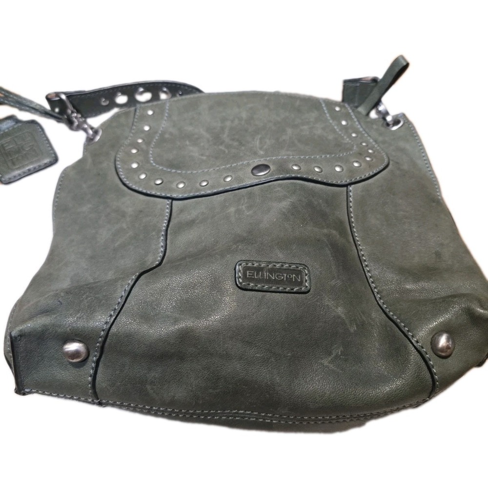 Ellington Grey Leather Studded Hobo Shoulder Bag